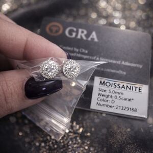 Moissanite Stud Earrings ✨ 1 TCW (0.5ct Each) | D Color | GRA Certified | 5mm